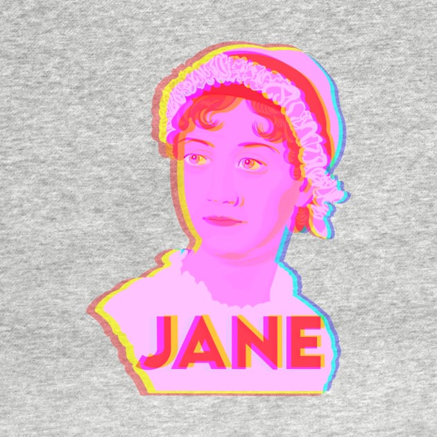 Jane Austen Portrait Neon by Obstinate and Literate